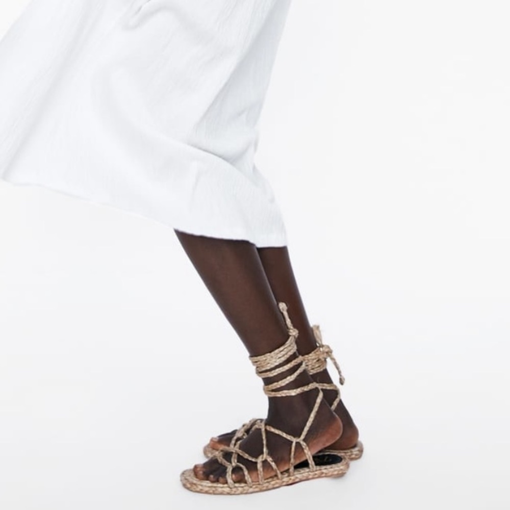 Zara natural woven strap sandals